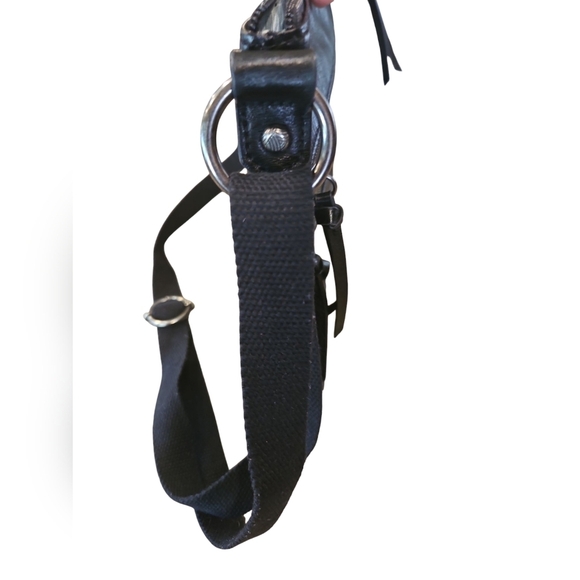 The Sak Black Reseda Multii Zip Embossed Leaf Detail Crossbody Purse 11" x 9" - Picture 9 of 11